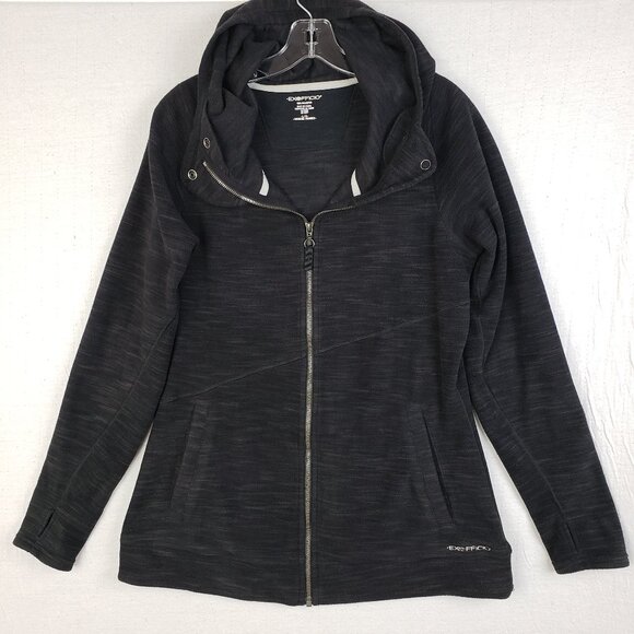 Exofficio Fleece Jacket Women's Full Zip Activewear Hoodie Black Outdoor size L - Picture 1 of 10